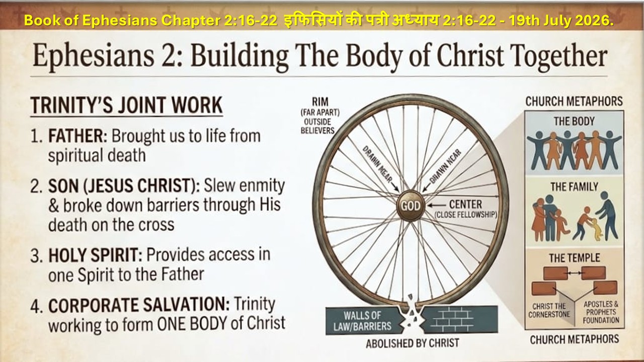 Book of Ephesians Chapter 2:16-22 इफिसियों की पत्री अध्याय 2:16-22 – 19th July 2026.