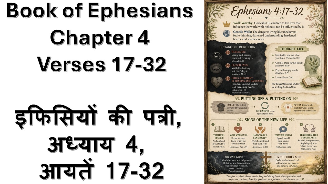 Book of Ephesians Chapter 4 Verses 17-32 इफिसियों की पत्री, अध्याय 4, आयतें 17-32 – 23rd August 2026.